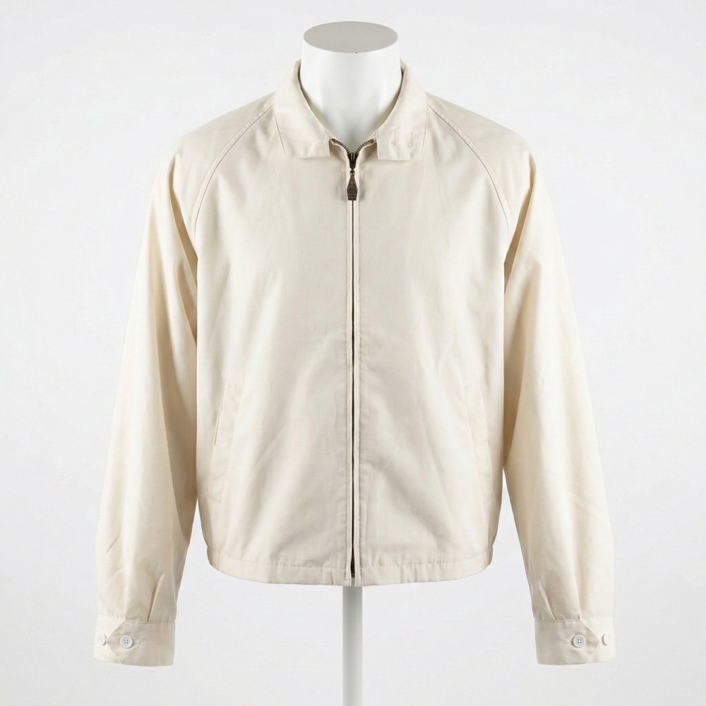 Vintage London Fog Beige Harrington Jacket Golf Coat Zip 44R Made in USA
